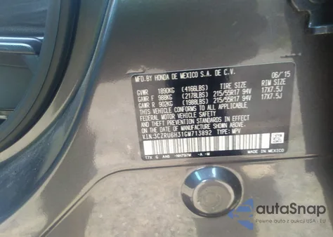 2016 Honda Hr-V Lx from USA, damaged, VIN 3CZRU6H31GM713892